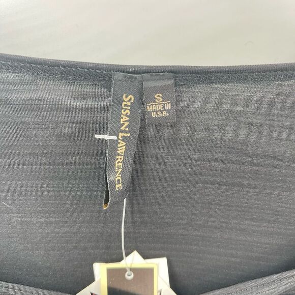 Susan Lawrence NEW long sleeve black stretch top blouse shirt - Picture 3 of 11